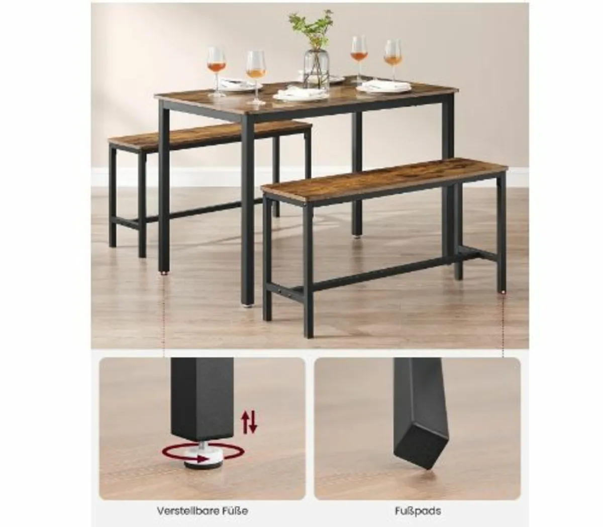 Dining Table Kitchen Table Set 110 x 70 x 75 cm - Image 2