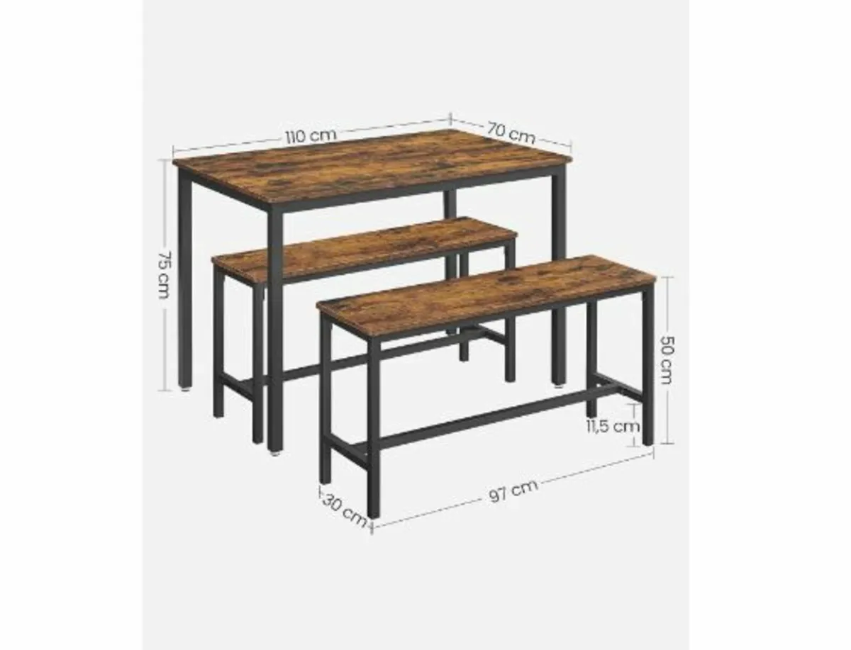 Dining Table Kitchen Table Set 110 x 70 x 75 cm - Image 4