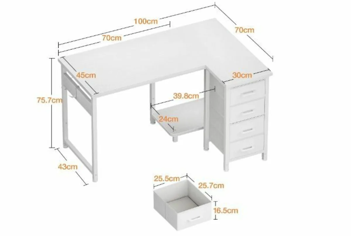 Corner Desk, 100 x 70 cm, L Shape Desk - Image 1