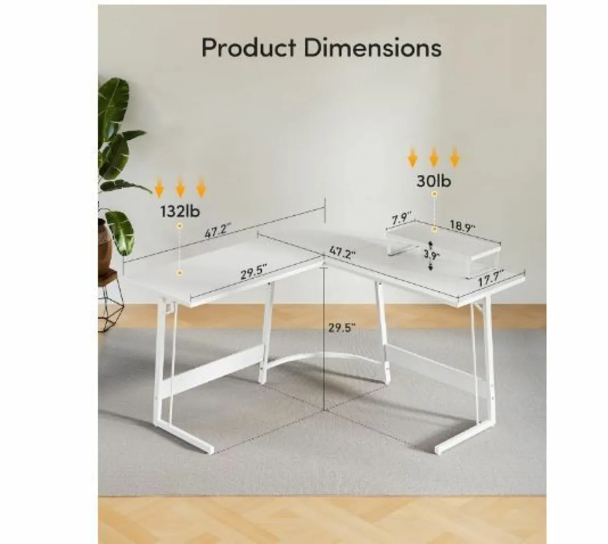 Gaming Table Corner Desk 120 x 120 cm - Image 3