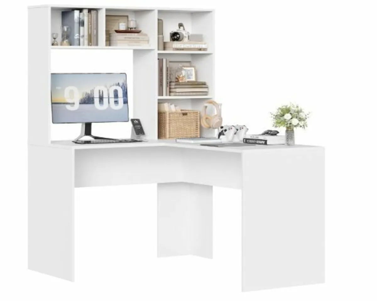 Corner Desk, White Desk, L Shape - Image 1