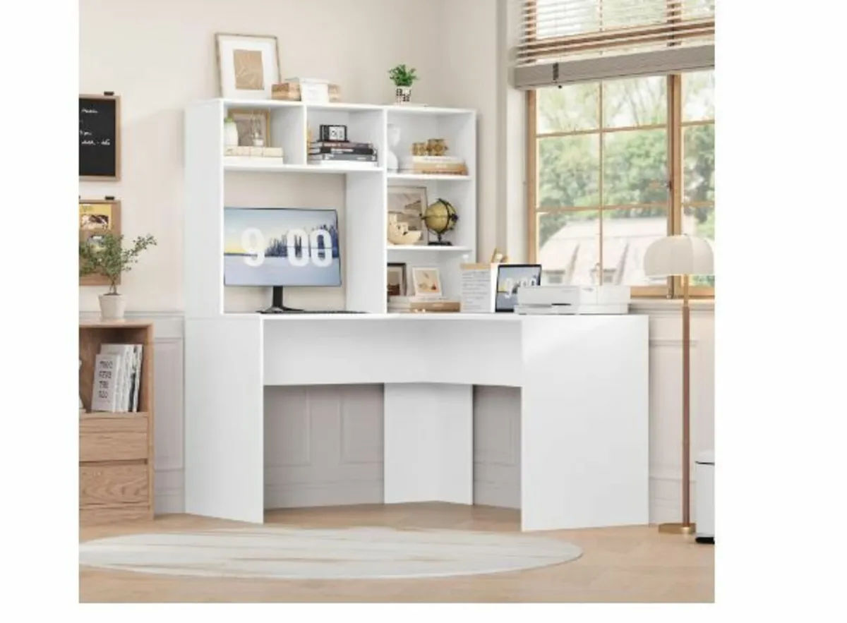 Corner Desk, White Desk, L Shape - Image 4