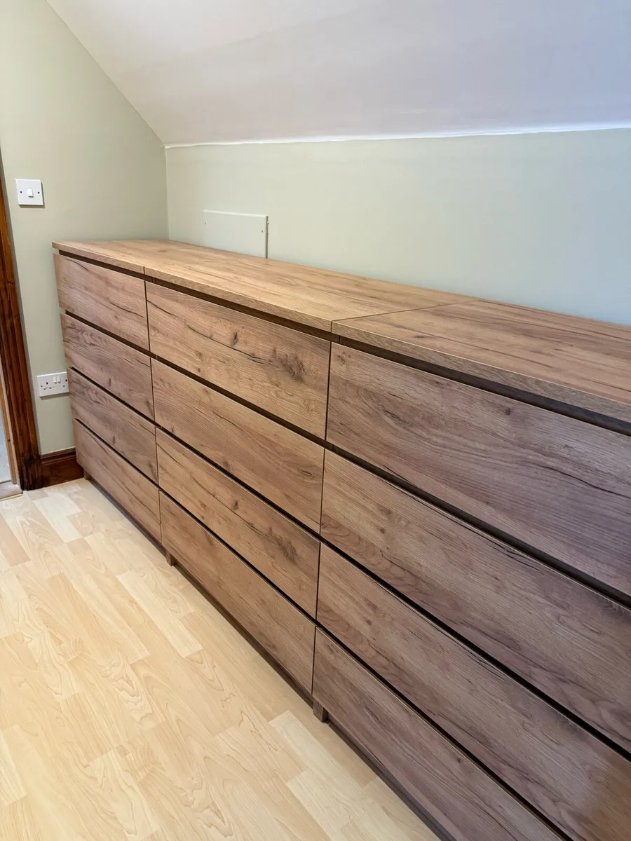 3x 4 drawer chest, natural oak colour