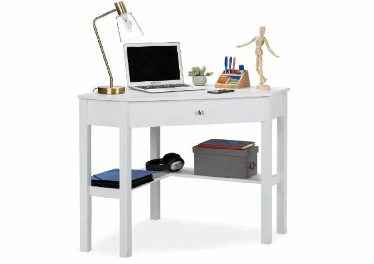 Corner Desk, Shelf & Drawer - Image 1