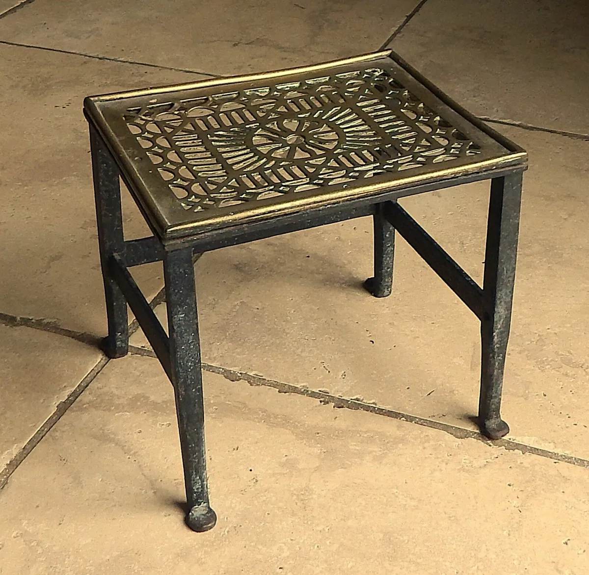 Vintage Cast Iron and Brass Table Trivet - Image 1