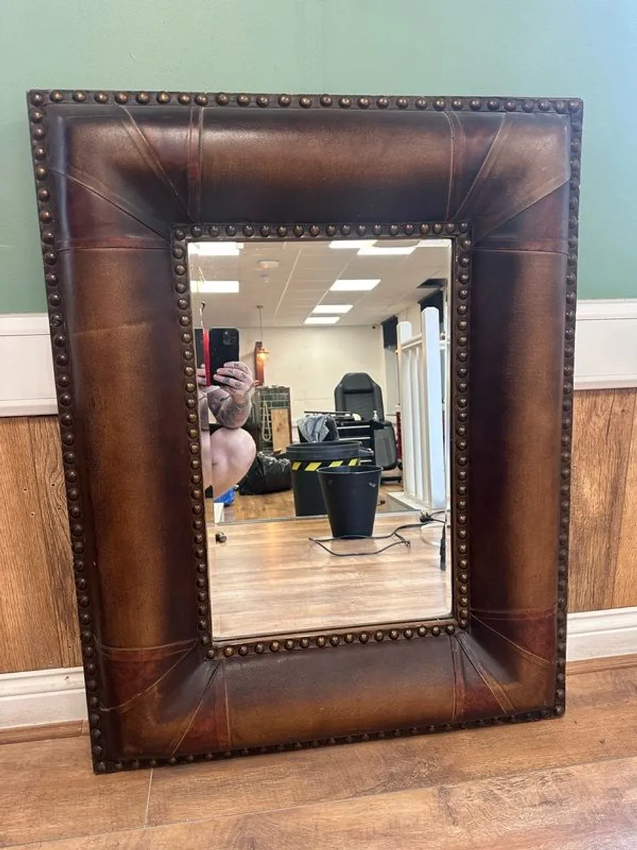 Leather surround mirror - Image 1