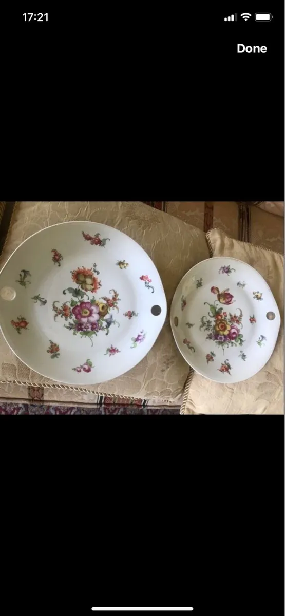 Antique Hand Painted Meissen Plate Set - Image 1