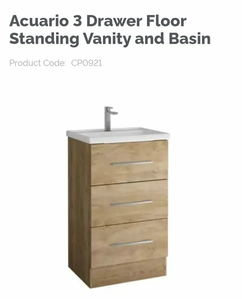 3 drawer floor standing vanity unit and basin - Image 1