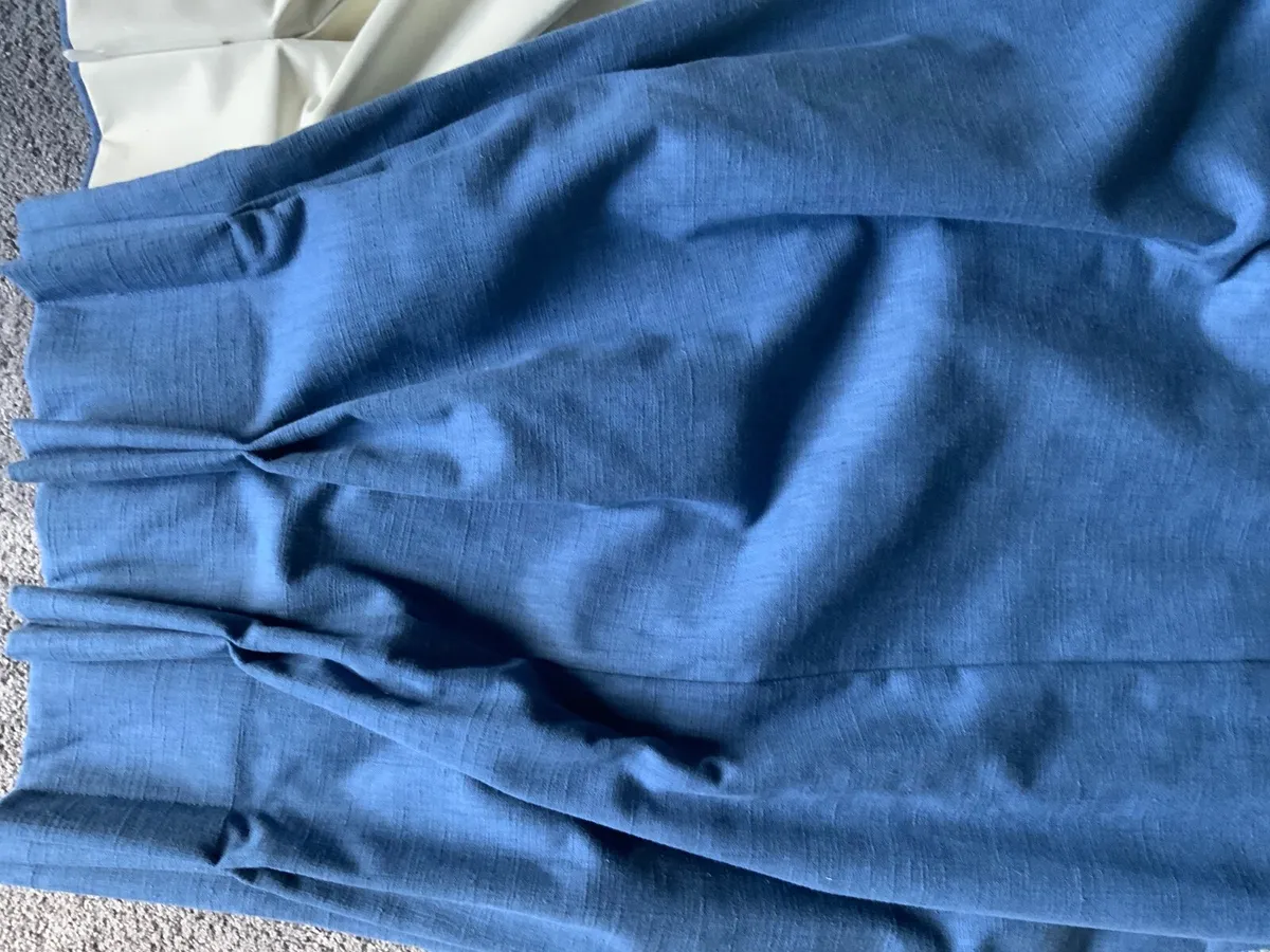 Blue double pleated quality curtains. - Image 1