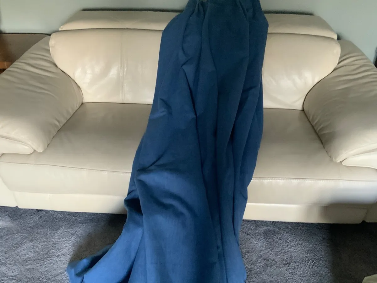 Blue double pleated quality curtains. - Image 4