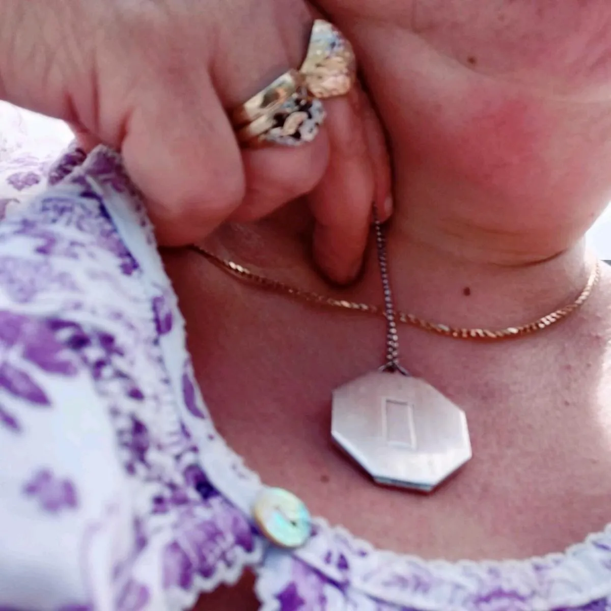 OCTAGONAL 1930'S, 925 Silver 18"Belcher Necklace ! - Image 2