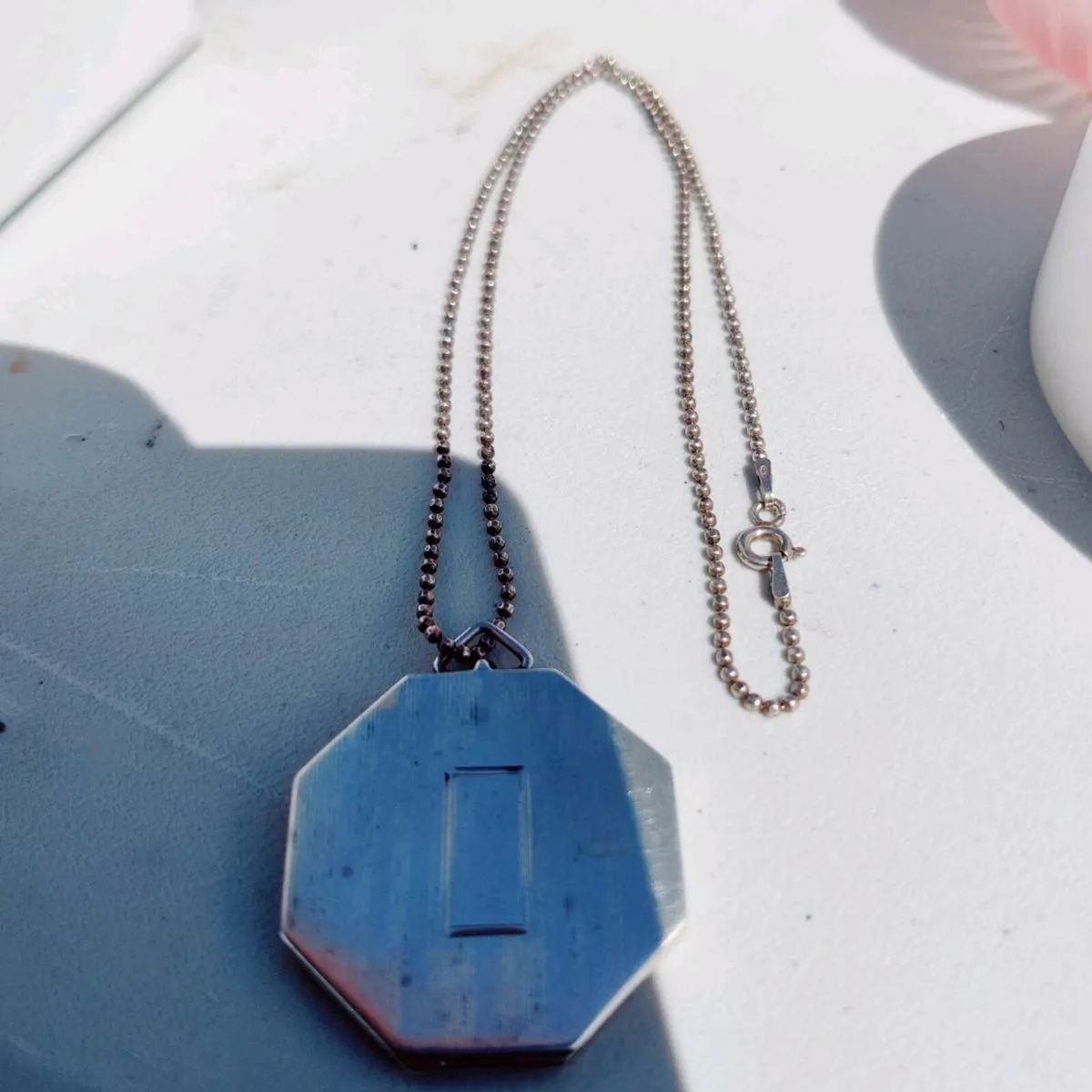 OCTAGONAL 1930'S, 925 Silver 18"Belcher Necklace ! - Image 3