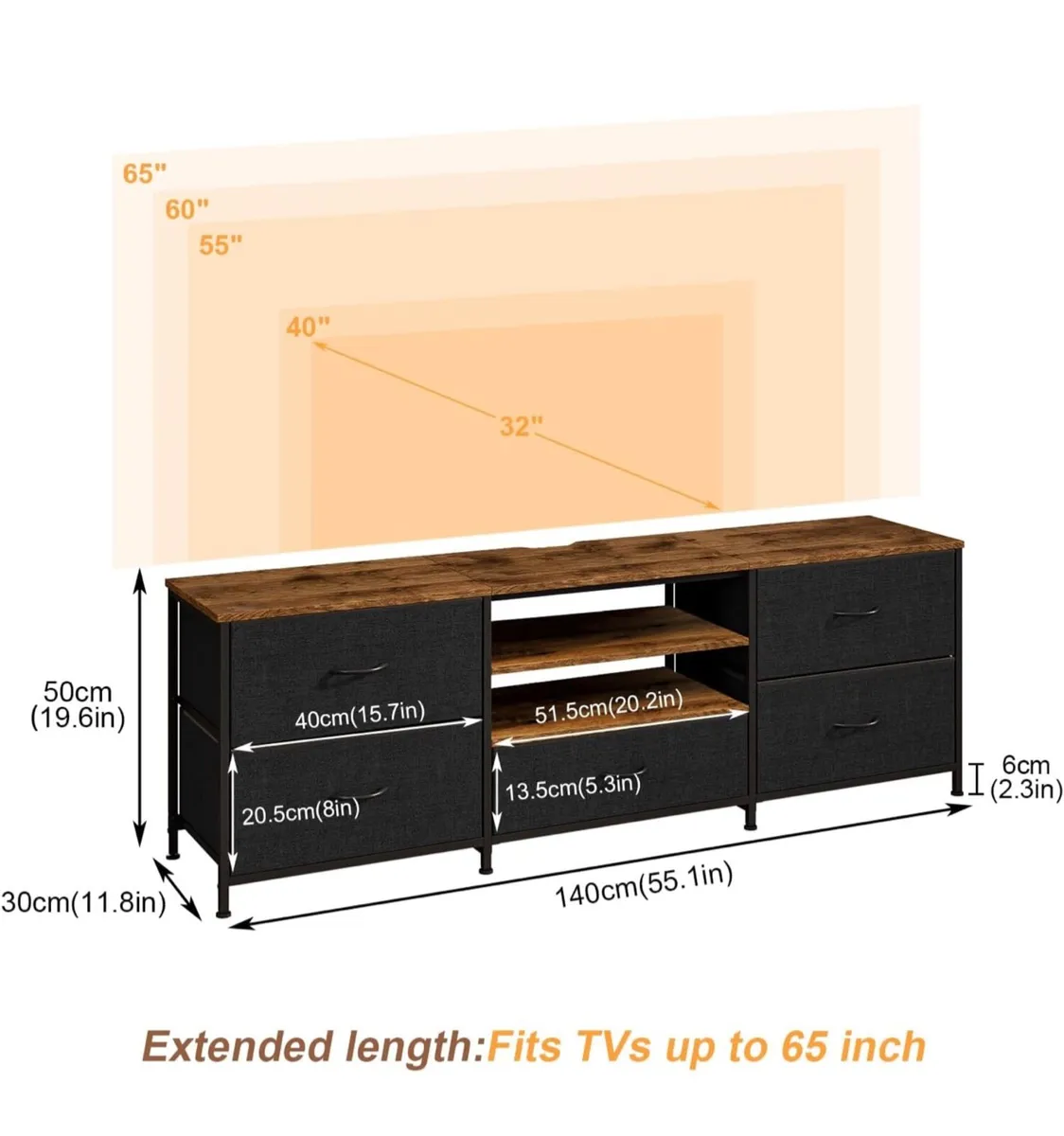 TV Stand Cabinet, TV Unit TV Console Table with 5 - Image 3