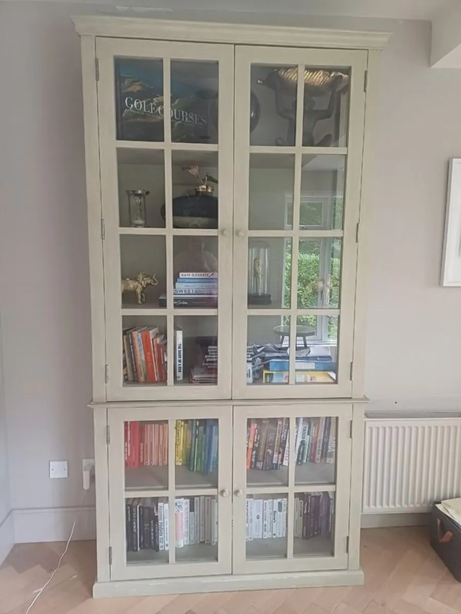 Stunning Designer Glass Display Cabinet - Soft Grey / Beige Colour - Image 1