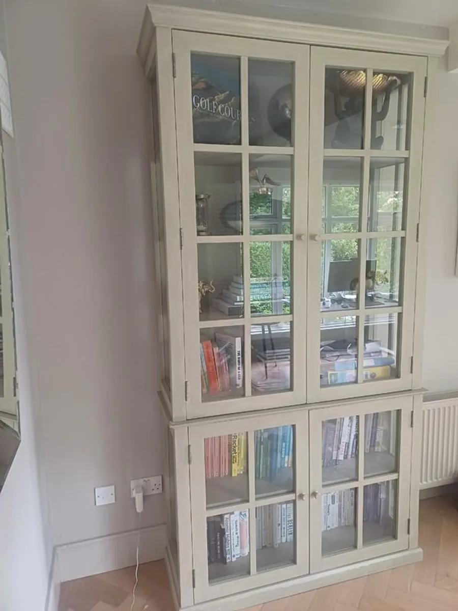 Stunning Designer Glass Display Cabinet - Soft Grey / Beige Colour - Image 2