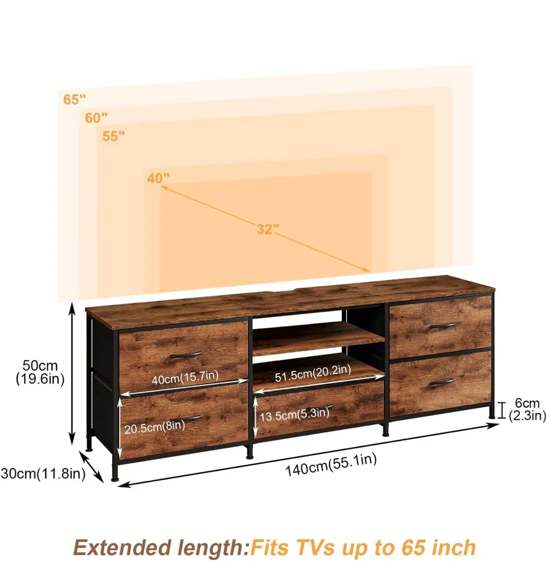TV Stand Cabinet, TV Unit TV Console Table with 5 - Image 4
