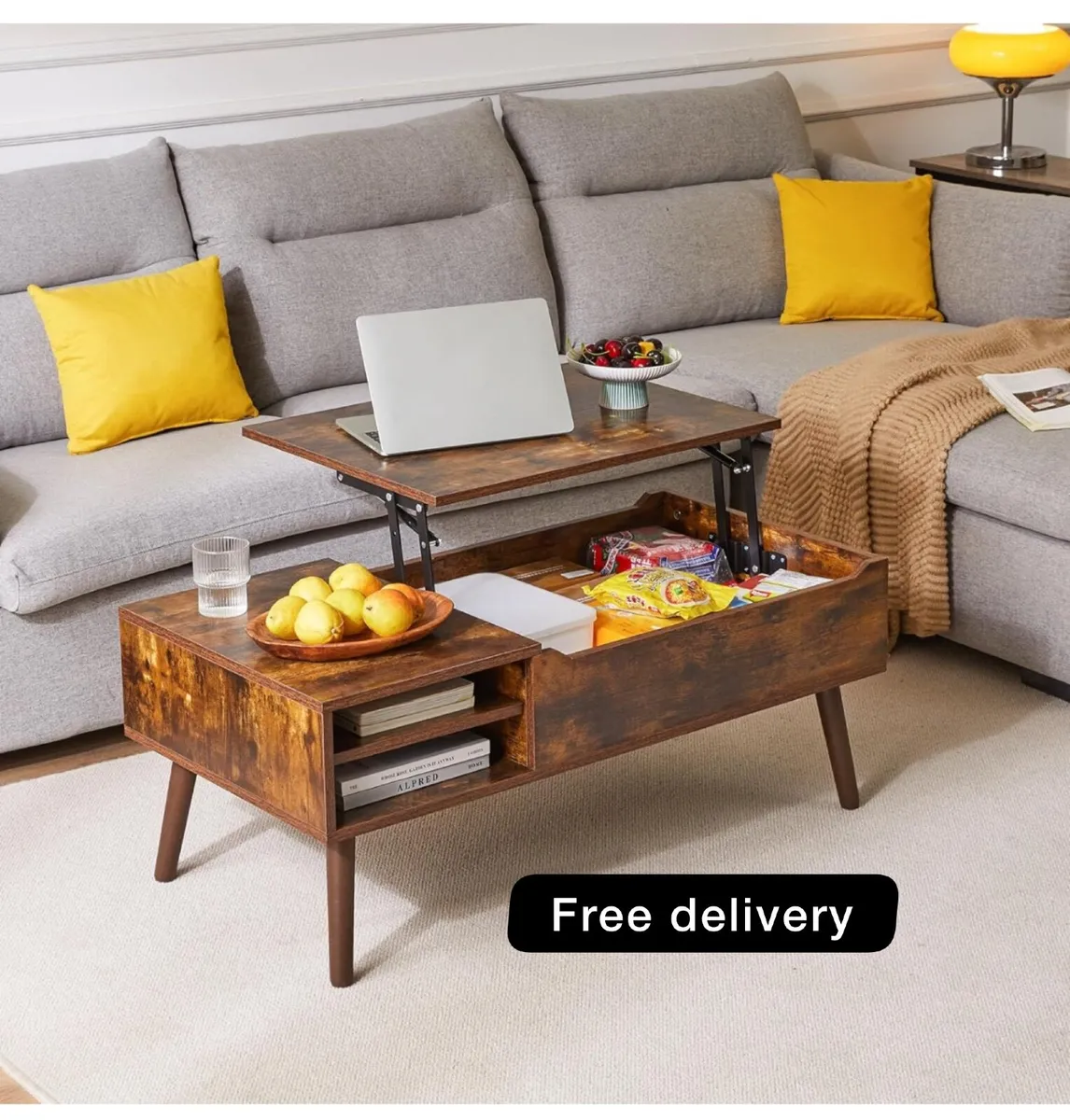 Coffee Table, Lift Top Coffee Table with Hidden Co - Image 1