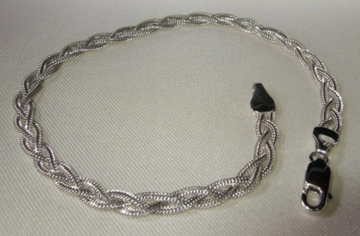 Vintage Hallmarked White Gold 'Weave' Bracelet - Image 4