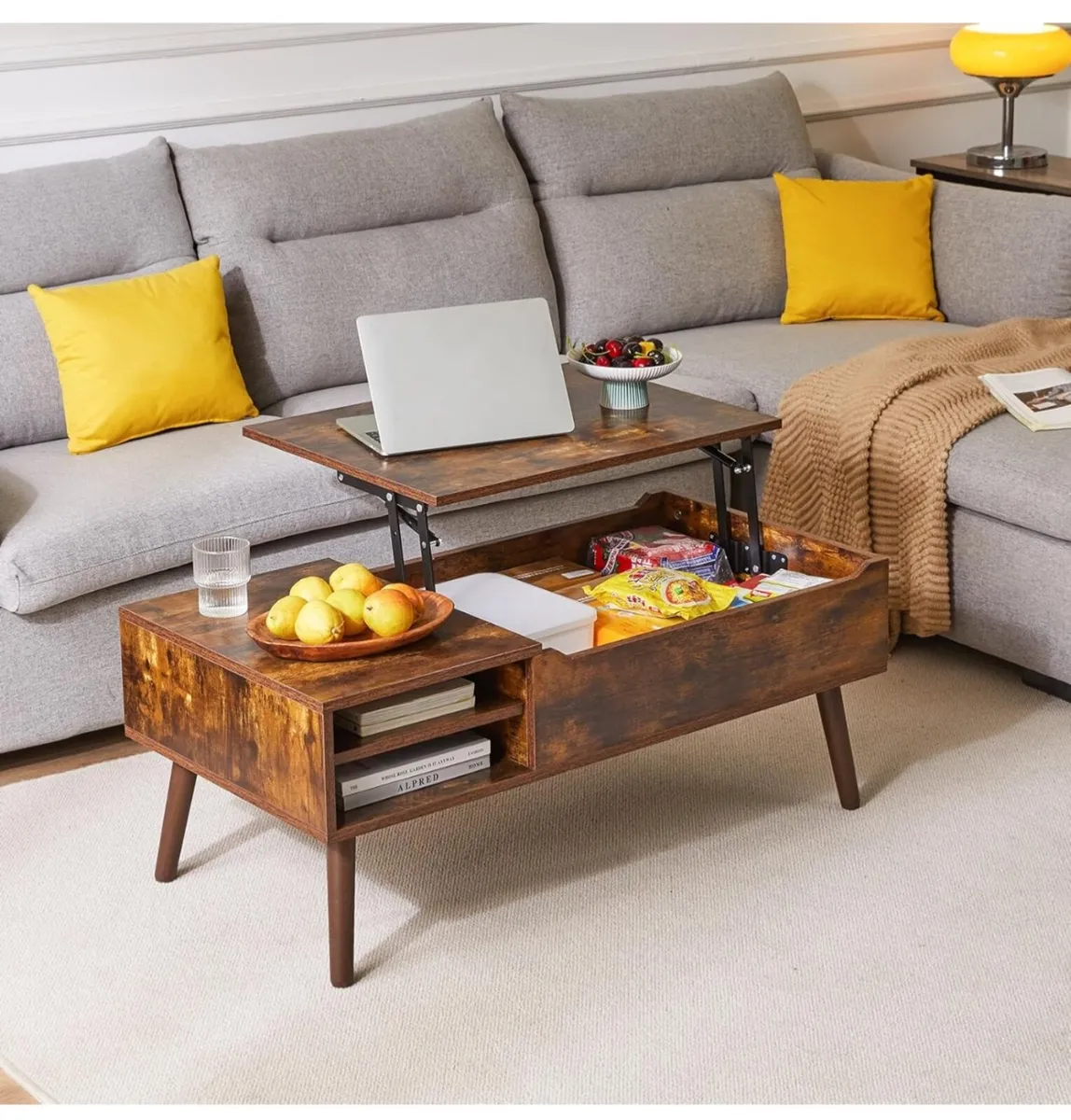 Coffee Table, Lift Top Coffee Table with Hidden Co - Image 4