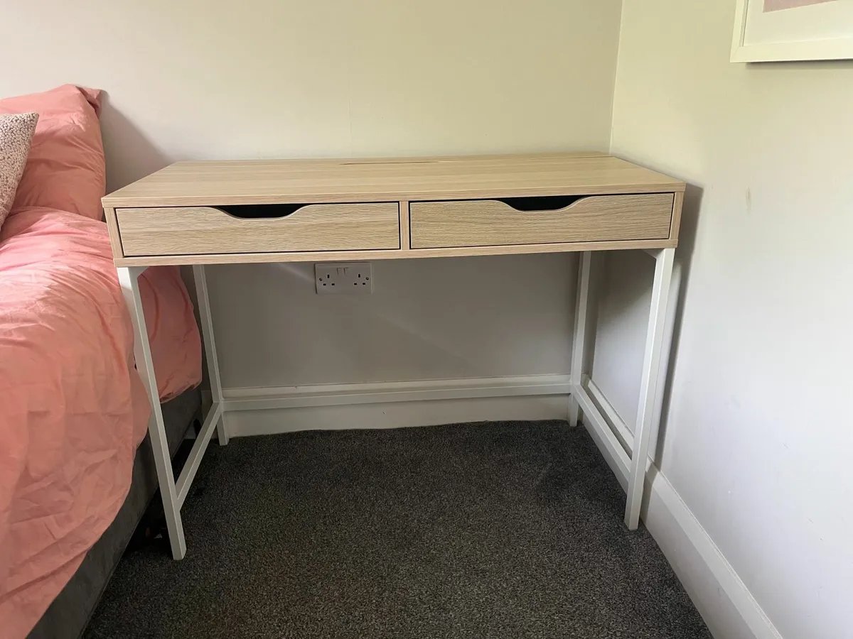 Desk IKEA ALEX white stained/oak effect, 100x48 cm - Image 1