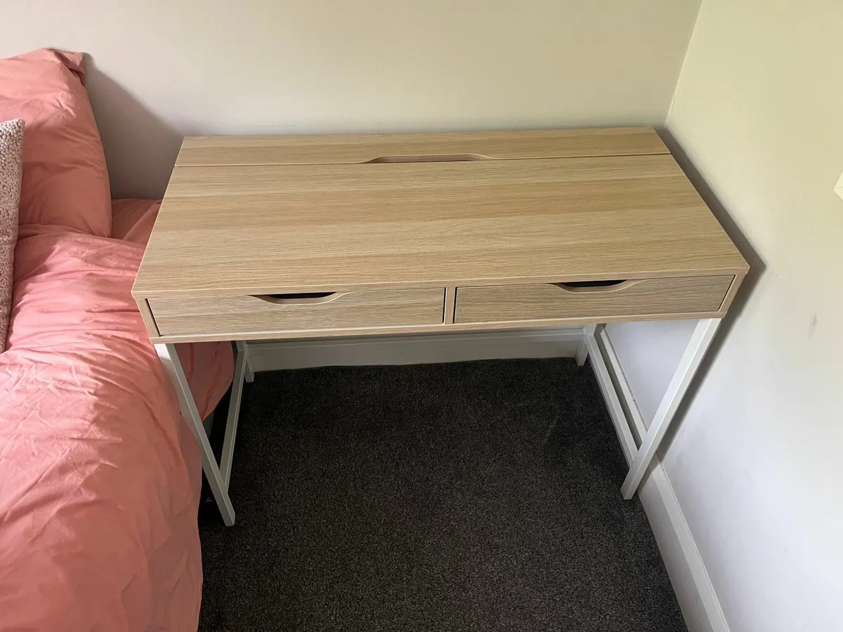 Desk IKEA ALEX white stained/oak effect, 100x48 cm - Image 3