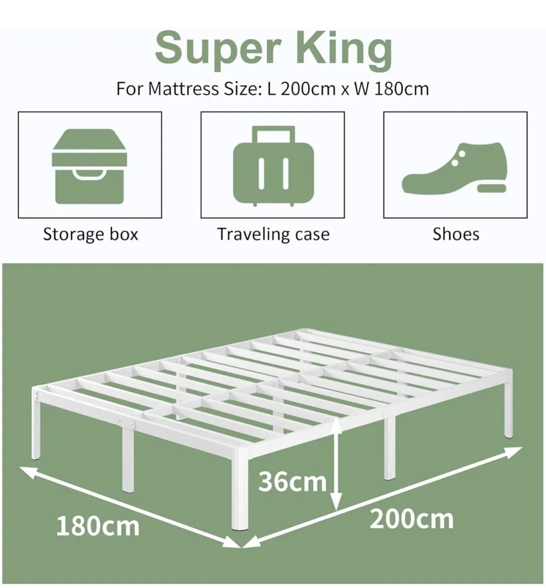 White Super King Bed Frame 6ft with Rounded Corner - Image 2