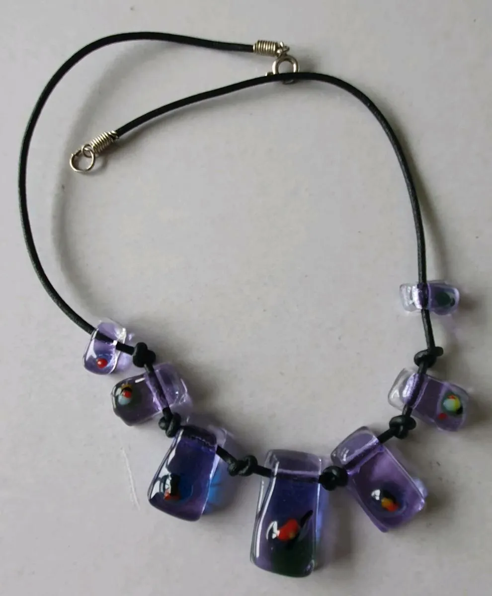 Handcrafted Glass Necklace - Silver Clasp - Image 1
