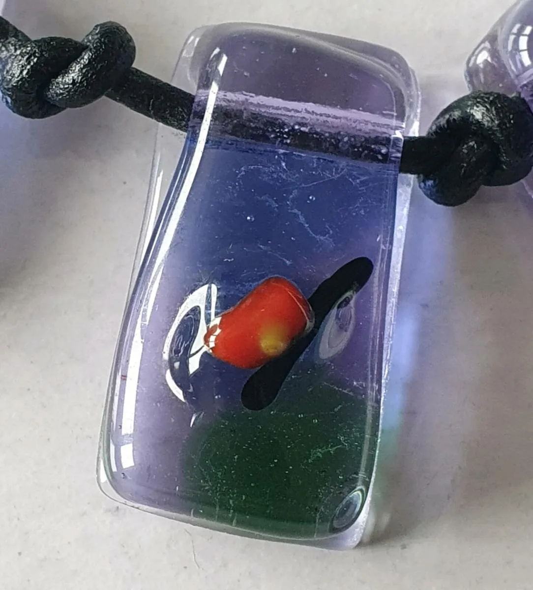 Handcrafted Glass Necklace - Silver Clasp - Image 2