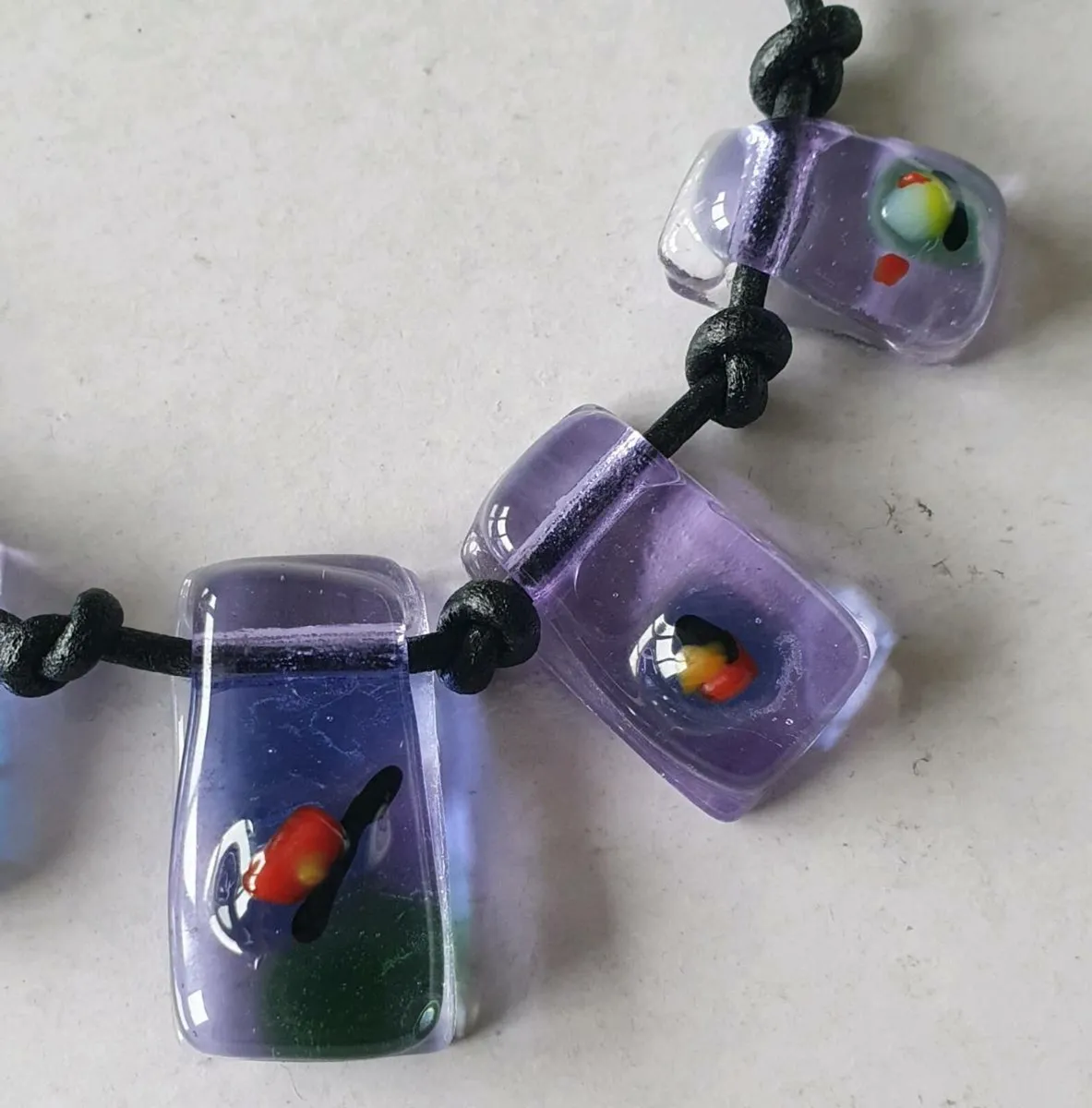 Handcrafted Glass Necklace - Silver Clasp - Image 3