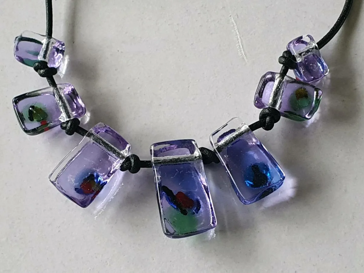 Handcrafted Glass Necklace - Silver Clasp - Image 4