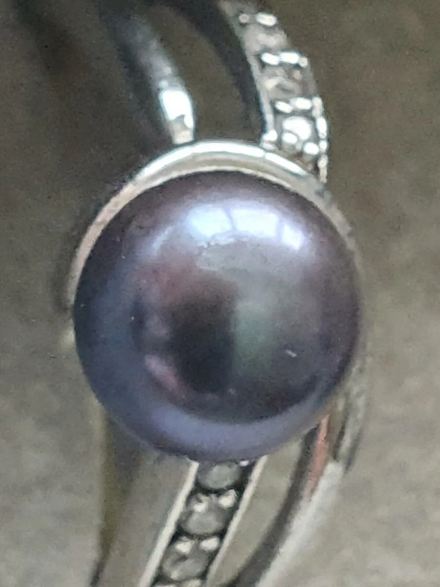 925 Silver. Peacock Pearl & Crystal Ring (O) - Image 4