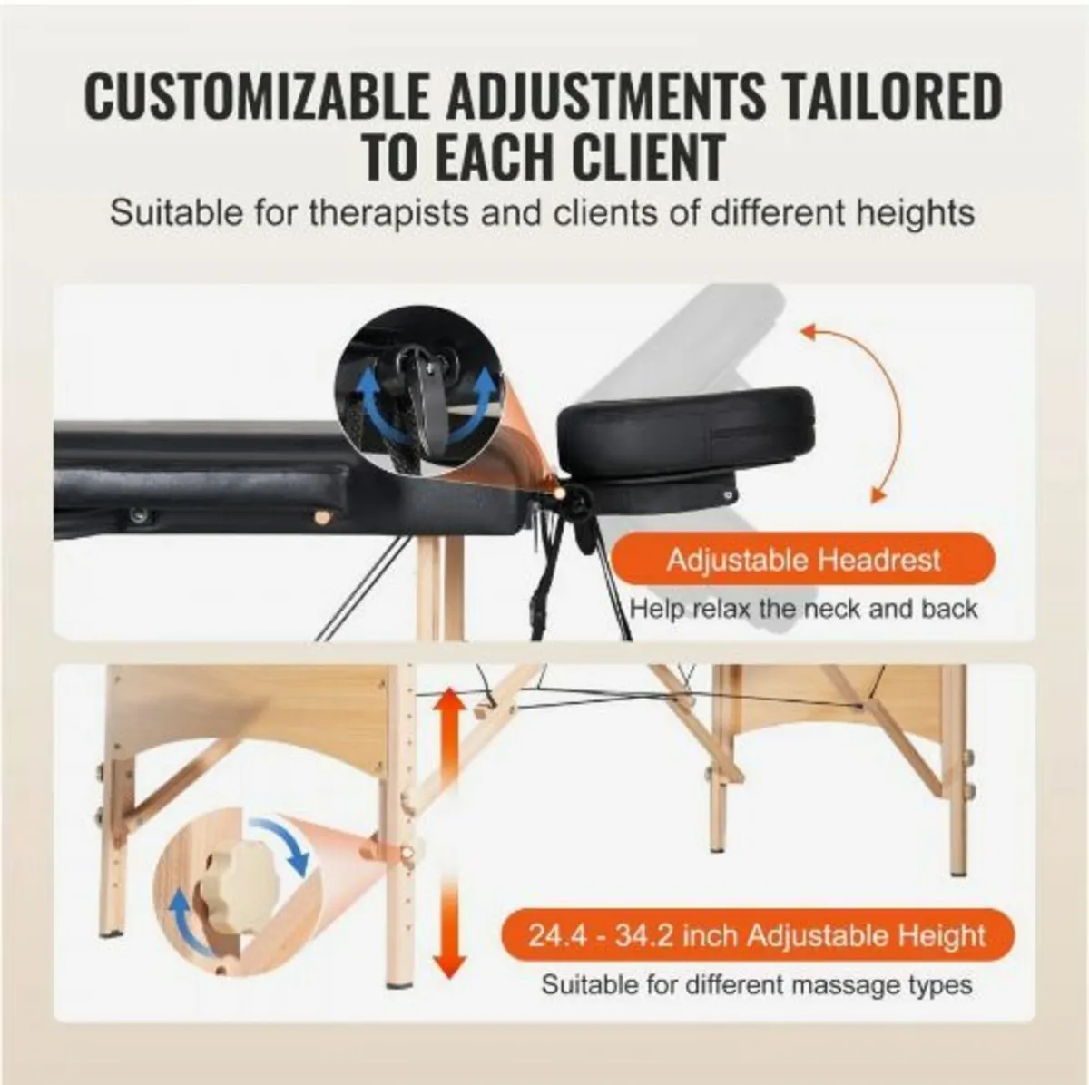 Portable Massage Table 28" W, 2 Folding - Image 3