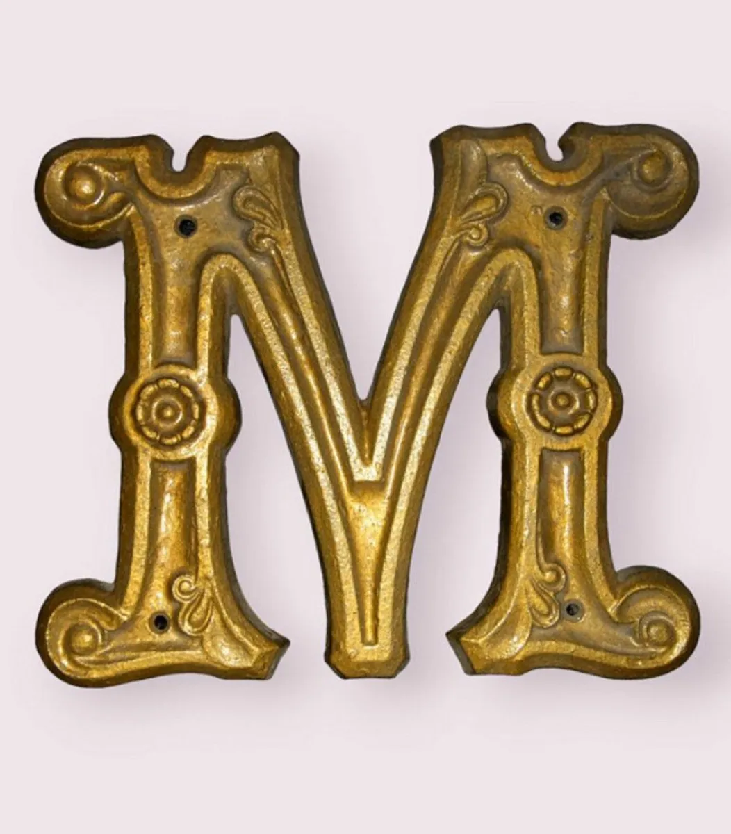 Vintage Cast Iron Letter M / W - Image 2