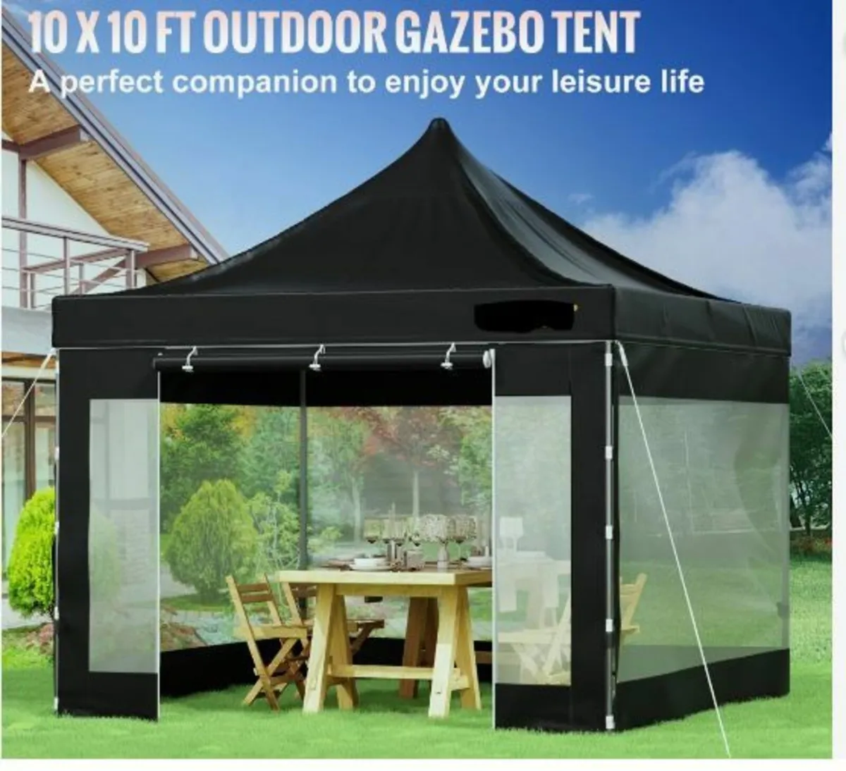 10 x 10 FT Pop Up Canopy Tent, Outdoor Patio Gaze - Image 2