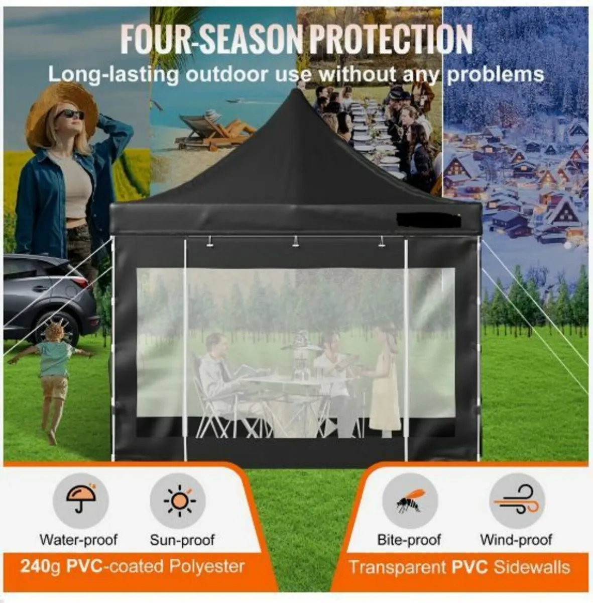 10 x 10 FT Pop Up Canopy Tent, Outdoor Patio Gaze - Image 3