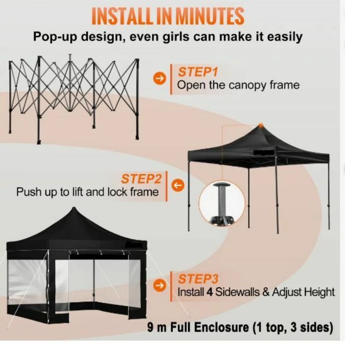 10 x 10 FT Pop Up Canopy Tent, Outdoor Patio Gaze - Image 4