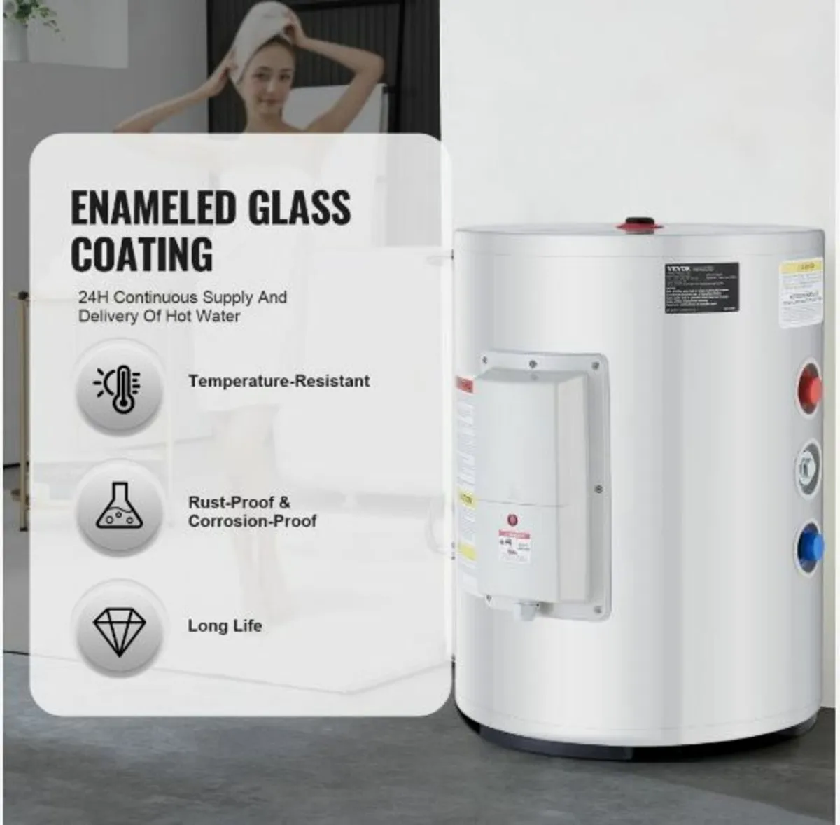 10 Gallon Electric Water Heater Instant Hot 1.6Kw - Image 4