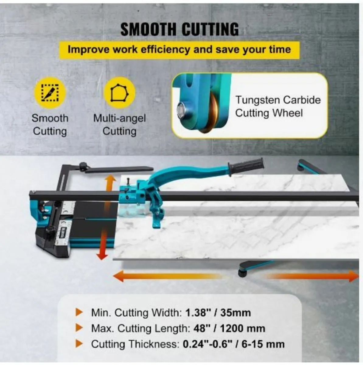 Manual Tile Cutter 1200mm Single Rail Hand Tool - Image 3