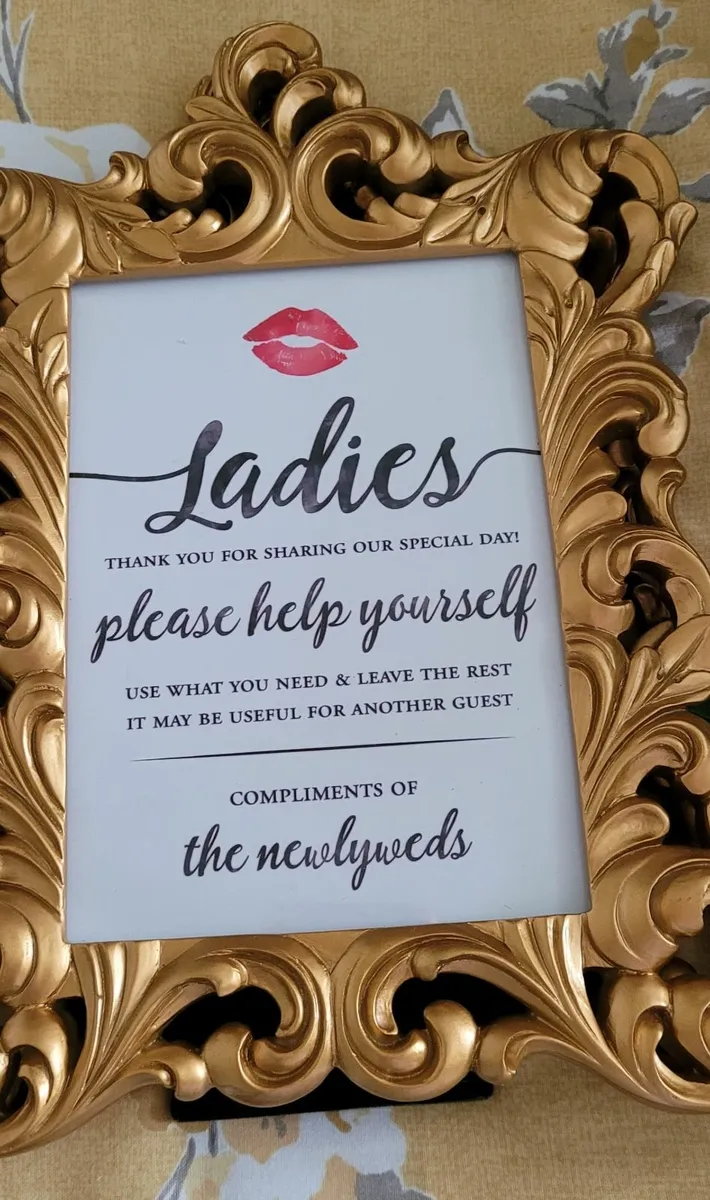 Wedding bathroom signs in frames - Image 1
