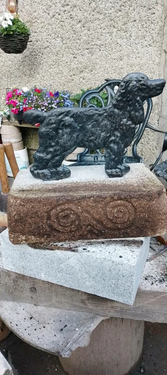 Vintage boot scraper set in granite stone - Image 1