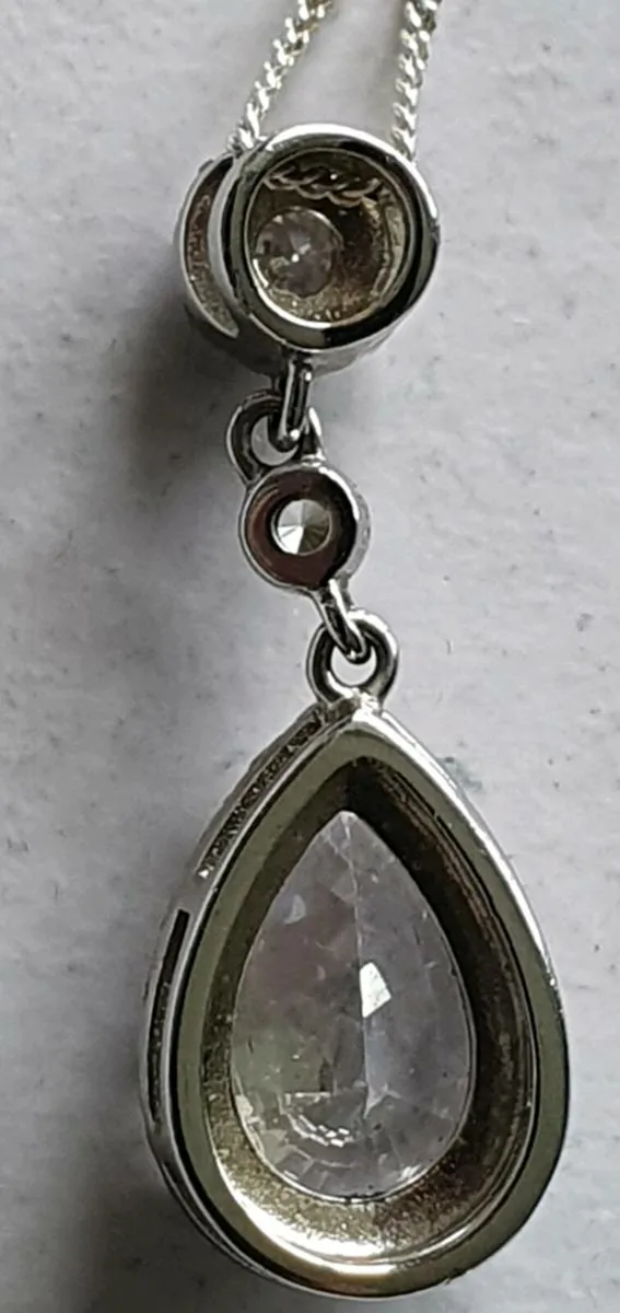 925 Silver & Swarovski Drop Necklace - Image 4