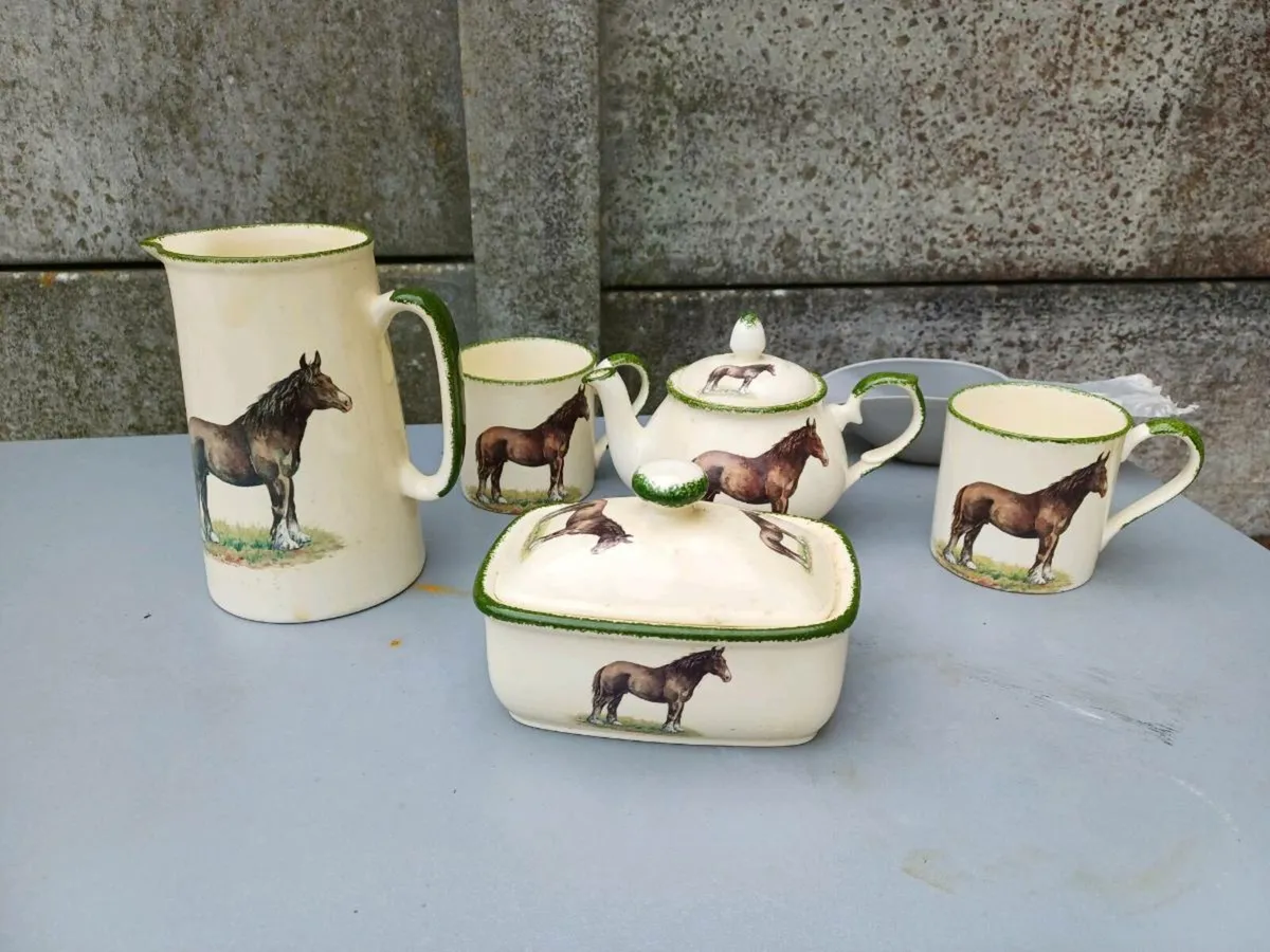 Vintage Ceramic Horse Patern Set - Image 1