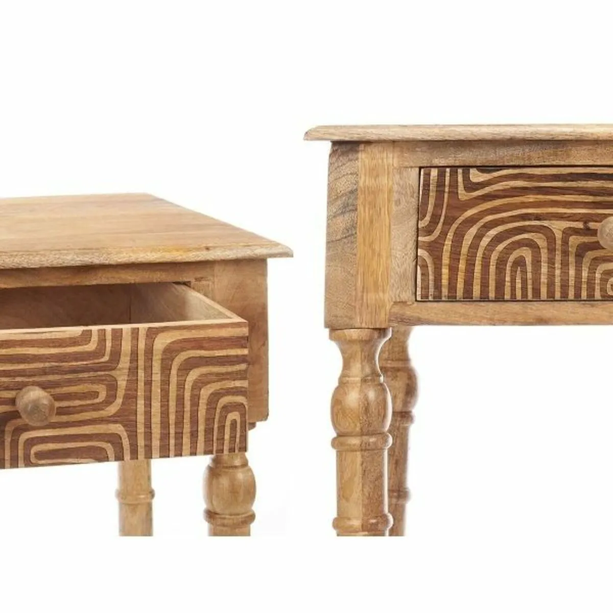 Console Table With 2 Drawers Brown Mango Wood - Image 2