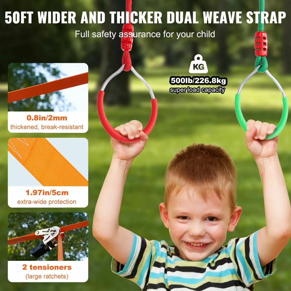 2x50 ft Ninja Warrior Obstacle Course Kids Outdoor - Image 2