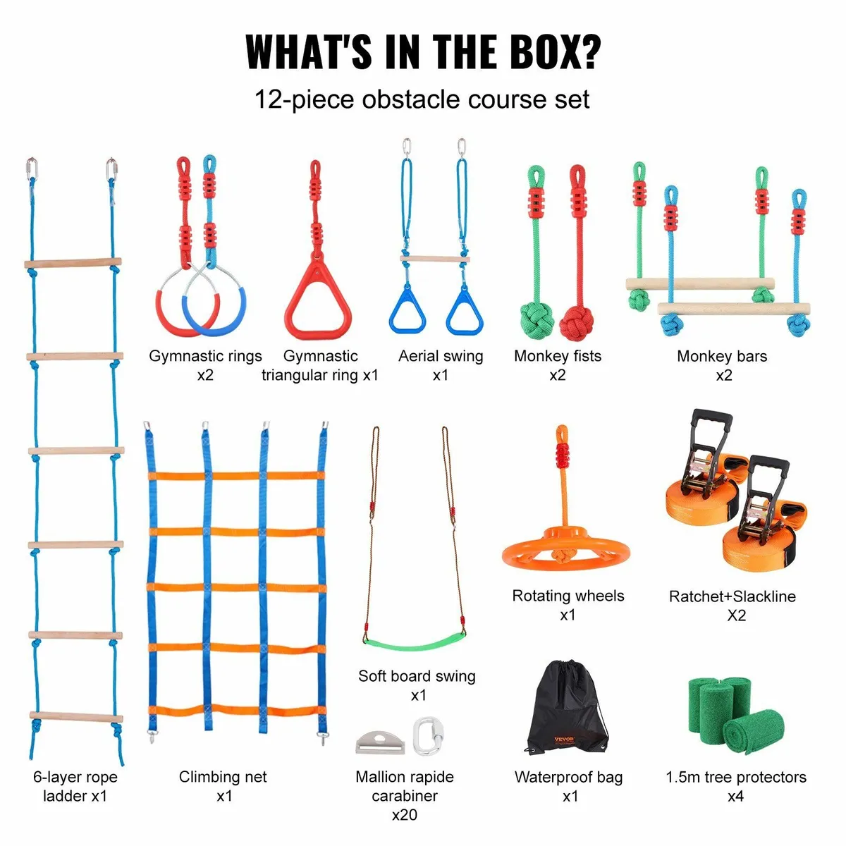 2x50 ft Ninja Warrior Obstacle Course Kids Outdoor - Image 4