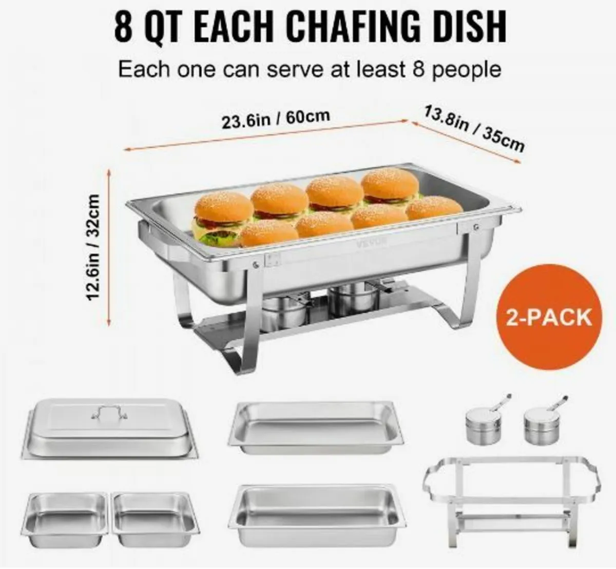 2-Pack Rectangle Chafing Dish Set 2 - Image 2
