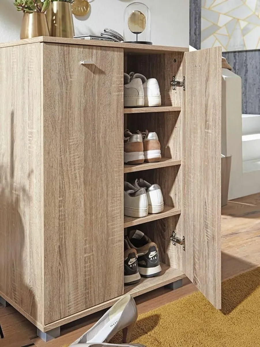 Shoe Cupboard 2 Door / 60 x 90 x 35 CM White Front - Image 1