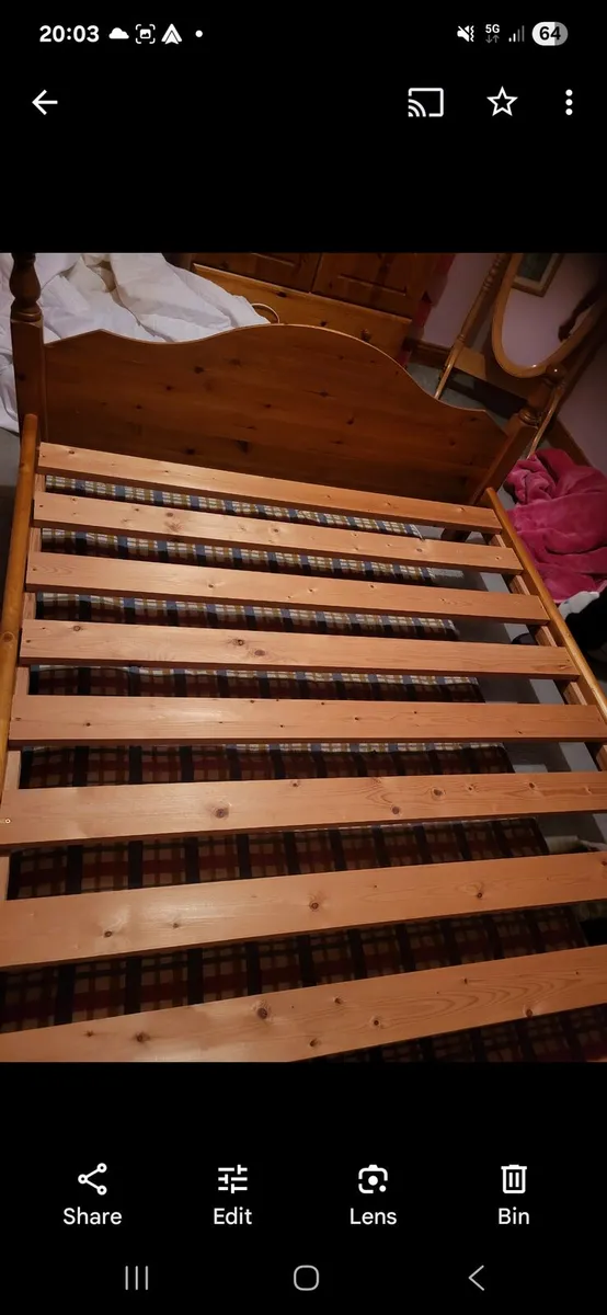 Solid pine double bed - Image 2