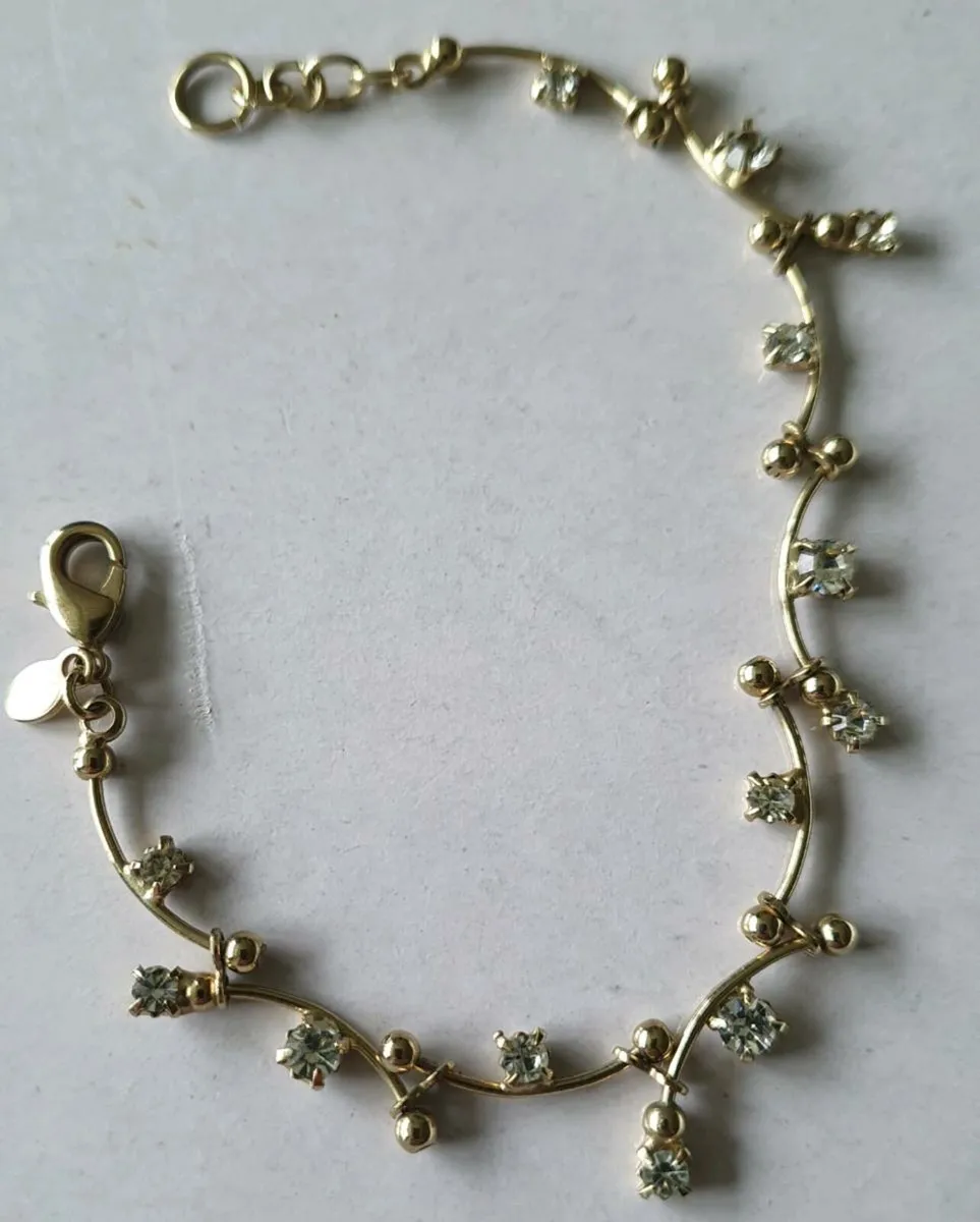 Vintage 'Monet' Gold Tone & Crystal Bracelet - Image 1