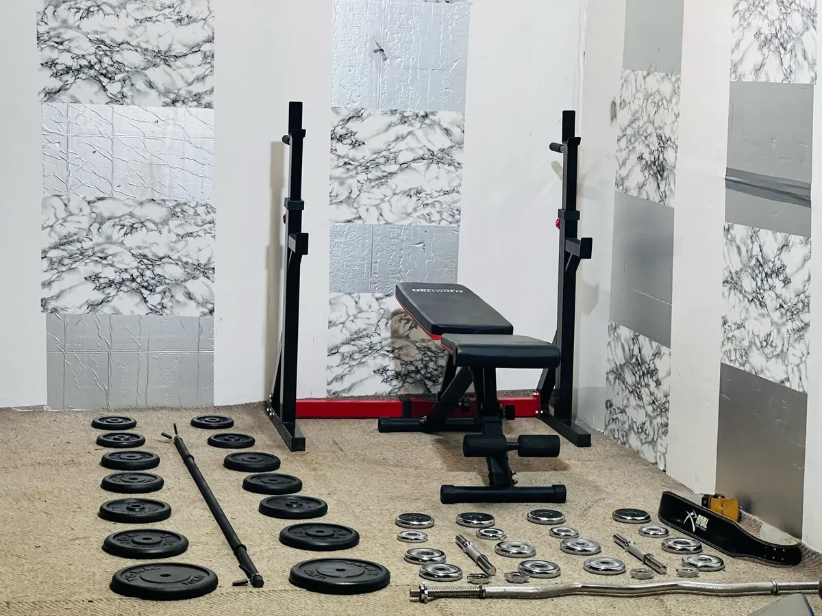 Best workout set 100KG weight bar rack bench dumls - Image 2